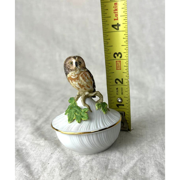 Vintage Saw-Whet Owl by Maruri Trinket Box Porcelain 3" Tall - Picture 10 of 10